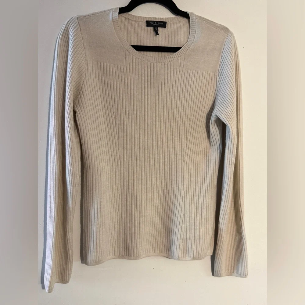 Rag & Bone Beige Audrina Ribbed wool sweater. Size M. - Picture 4 of 10